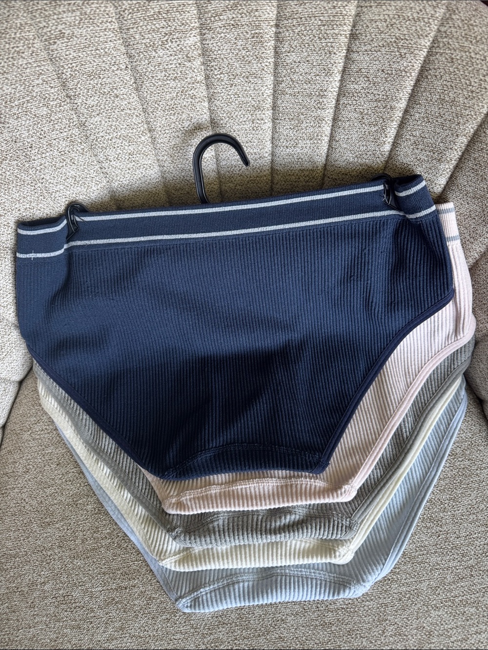 Lucky Brand Women's Ribbed Bikini Briefs - Light Blue & Navy Stripe (5-Pack) - Picture 4 of 5